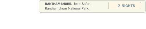 RANTHAMBHORE: Jeep Safari,  Ranthambhore National Park.               2 NIGHTS