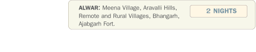 ALWAR: Meena Village, Aravalli Hills, Remote and Rural Villages, Bhangarh, Ajabgarh Fort.  2 NIGHTS